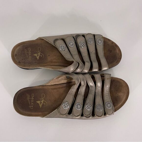Dansko Bronze Leather Strappy Velcro Strap Sandals - Picture 1 of 8